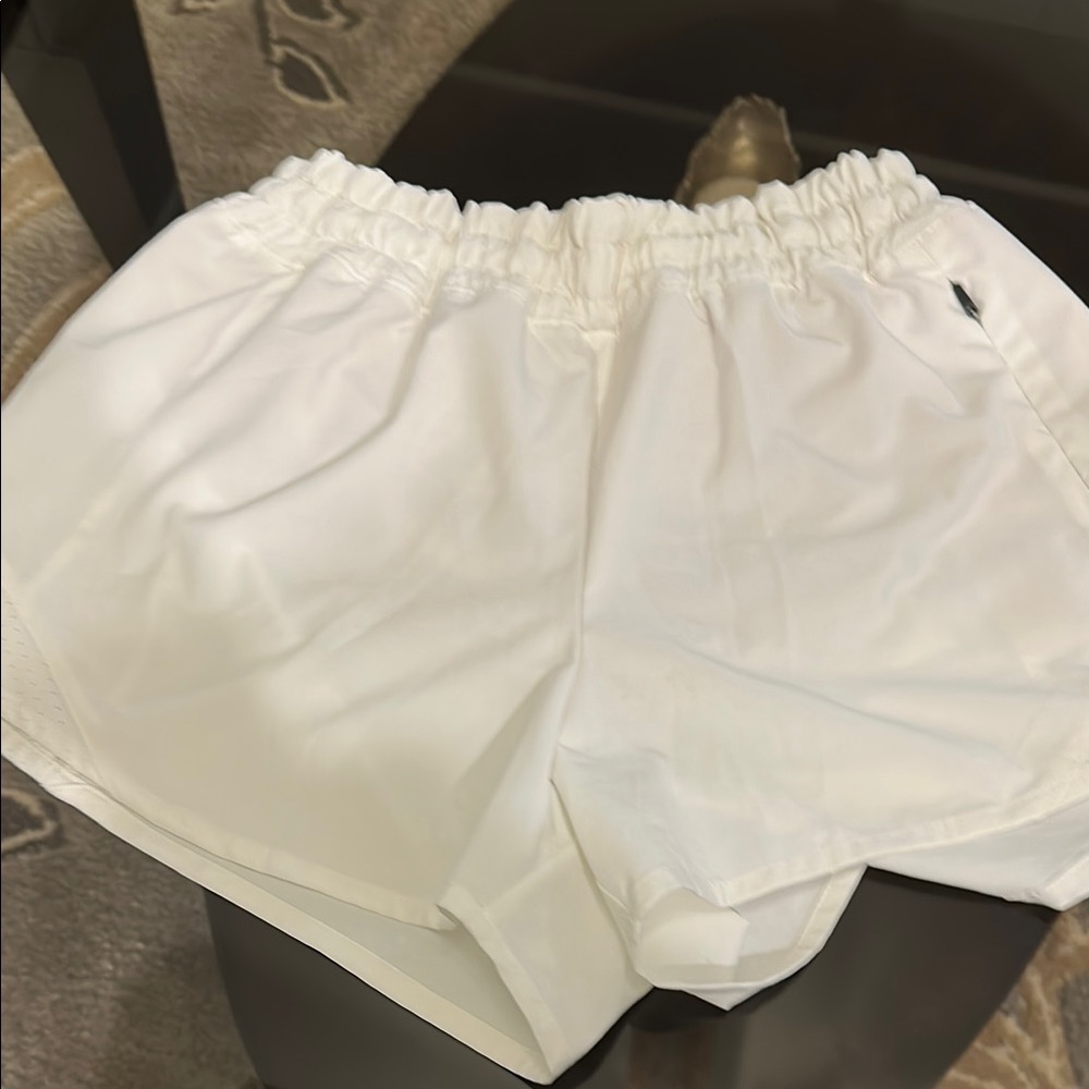 Women's White Elastic Waist Shorts
